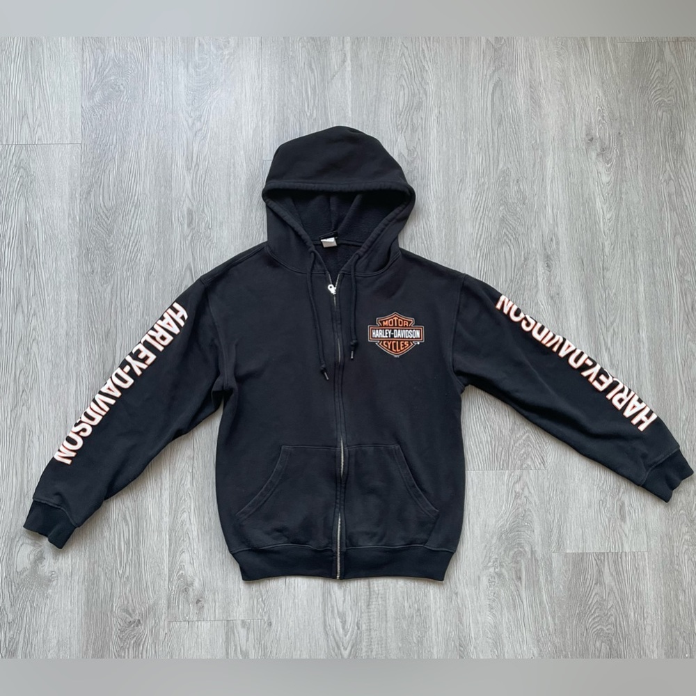 Vintage Harley Davidson White Mountain New Hampshire Zip Up Sweater Size Medium